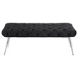Pemberly Row Upholstered Tufted Bench with Stainless Steel Legs in Black