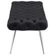 Pemberly Row Upholstered Tufted Bench with Stainless Steel Legs in Black