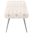 Pemberly Row Upholstered Tufted Bench with Stainless Steel Legs in Ivory