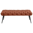 Pemberly Row Upholstered Tufted Bench with Metal Legs in Rust