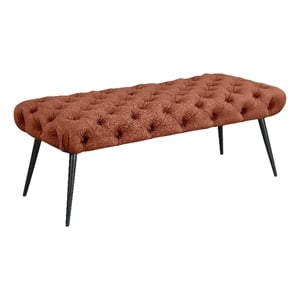 Pemberly Row Upholstered Tufted Bench with Metal Legs in Rust
