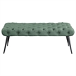 Pemberly Row Upholstered Button-Tufted Bench with Metal Legs in Teal