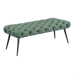 Pemberly Row Upholstered Button-Tufted Bench with Metal Legs in Teal