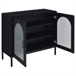 Pemberly Row 2-Door Arched Fluted Glass Accent Cabinet in Black