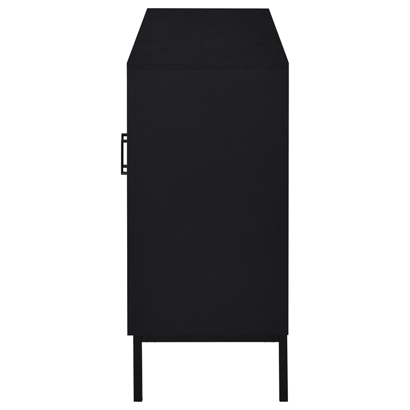 Pemberly Row 2-Door Arched Fluted Glass Accent Cabinet in Black