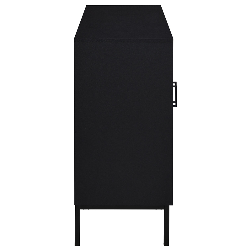 Pemberly Row 2-Door Arched Fluted Glass Accent Cabinet in Black