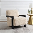Pemberly Row Faux Fur Upholstered Chair with Solid Wood Arms in Latte