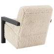 Pemberly Row Faux Fur Upholstered Chair with Solid Wood Arms in Latte