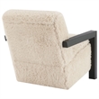 Pemberly Row Faux Fur Upholstered Chair with Solid Wood Arms in Latte