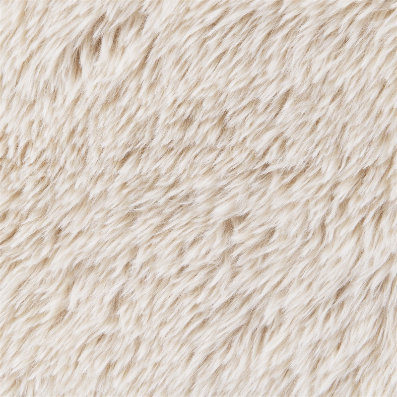 Pemberly Row Faux Fur Upholstered Chair with Solid Wood Arms in Latte
