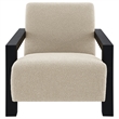 Pemberly Row Boucle Upholstered Accent Arm Chair with Wood Arms in Latte