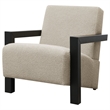 Pemberly Row Boucle Upholstered Accent Arm Chair with Wood Arms in Latte