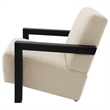 Pemberly Row Boucle Upholstered Accent Arm Chair with Wood Arms in Latte