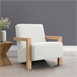 Pemberly Row Boucle Upholstered Accent Arm Chair with Wood Arms in Ivory