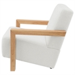 Pemberly Row Boucle Upholstered Accent Arm Chair with Wood Arms in Ivory