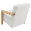 Pemberly Row Boucle Upholstered Accent Arm Chair with Wood Arms in Ivory