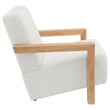 Pemberly Row Boucle Upholstered Accent Arm Chair with Wood Arms in Ivory
