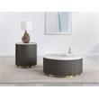Pemberly Row 2-Piece Round White Marble Top Coffee Table Set in Charcoal
