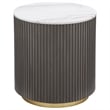 Pemberly Row 2-Piece Round White Marble Top Coffee Table Set in Charcoal