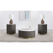 Pemberly Row 3-Piece Round White Marble Top Coffee Table Set in Charcoal