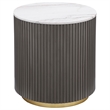 Pemberly Row 3-Piece Round White Marble Top Coffee Table Set in Charcoal