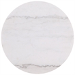 Pemberly Row Round White Marble Top Drum Base Side End Table in Greige