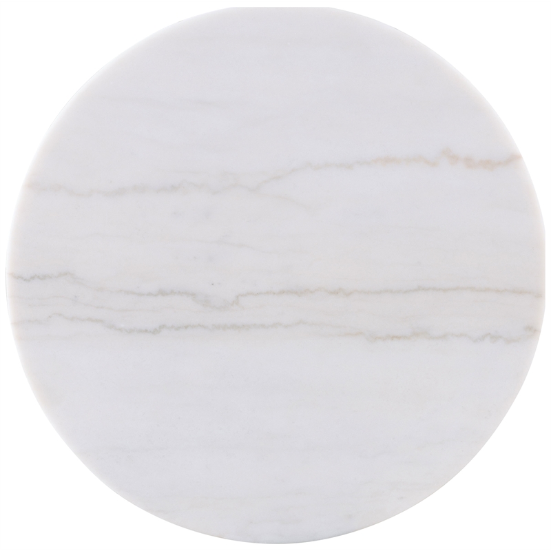 Pemberly Row 2-Piece Round White Marble Coffee Table Set in Greige