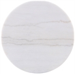 Pemberly Row 2-Piece Round White Marble Coffee Table Set in Greige