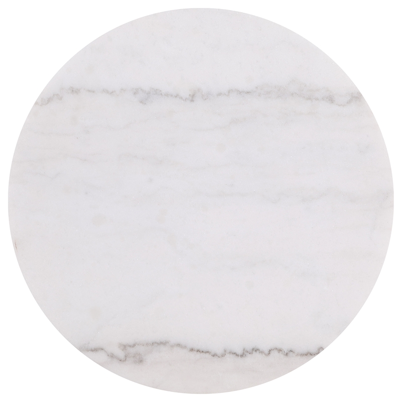 Pemberly Row 3-Piece Round White Marble Coffee Table Set in Greige