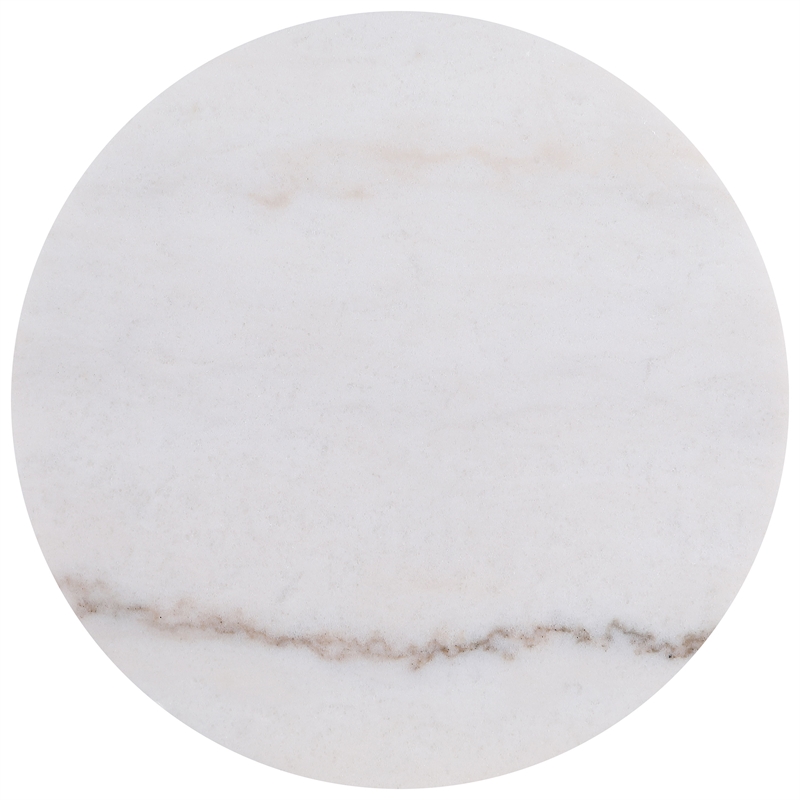 Pemberly Row 3-Piece Round White Marble Coffee Table Set in Honey Brown