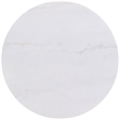 Pemberly Row Round White Marble Top Drum Base Coffee Table in Honey Brown