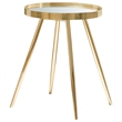 Pemberly Row 3-Piece Round Mirrored Coffee and End Table Set in Gold