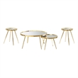 Pemberly Row 4-Piece Round Mirrored Coffee and End Table Set in Gold
