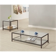 Pemberly Row 2-Piece Glass Top Coffee and End Table Set in Black Nickel