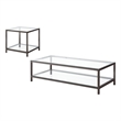 Pemberly Row 2-Piece Glass Top Coffee and End Table Set in Black Nickel