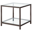 Pemberly Row 3-Piece Glass Top Coffee and End Table Set in Black Nickel