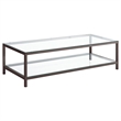 Pemberly Row 1-Shelf Tempered Glass Top Coffee Table in Black Nickel