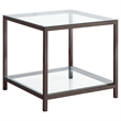 Pemberly Row 1-Shelf Tempered Glass Top Side End Table in Black Nickel
