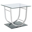 Pemberly Row Square U-Shaped Glass Top Side End Table in Chrome