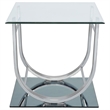 Pemberly Row Square U-Shaped Glass Top Side End Table in Chrome