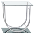 Pemberly Row Square U-Shaped Glass Top Side End Table in Chrome