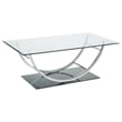 Pemberly Row Rectangular U-Shaped Glass Top Coffee Table in Chrome