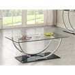 Pemberly Row Rectangular U-Shaped Glass Top Coffee Table in Chrome