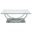 Pemberly Row Rectangular U-Shaped Glass Top Coffee Table in Chrome