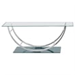 Pemberly Row Rectangular U-Shaped Glass Top Coffee Table in Chrome
