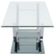Pemberly Row Rectangular U-Shaped Glass Top Coffee Table in Chrome