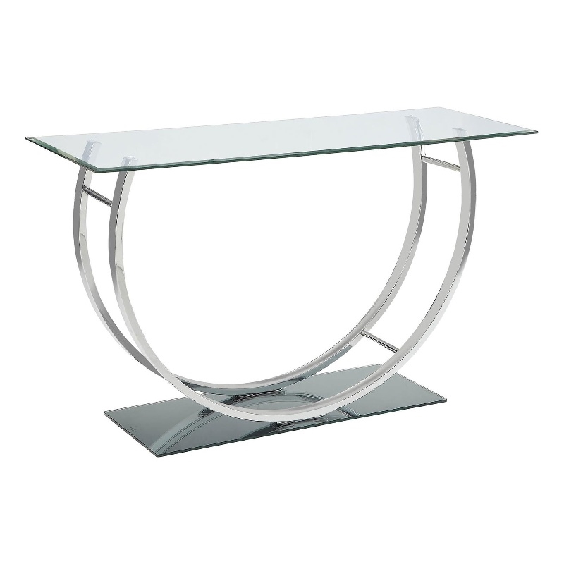 Pemberly Row U-Shaped Glass Top Entryway Console Table in Chrome