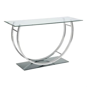 Pemberly Row U-Shaped Glass Top Entryway Console Table in Chrome