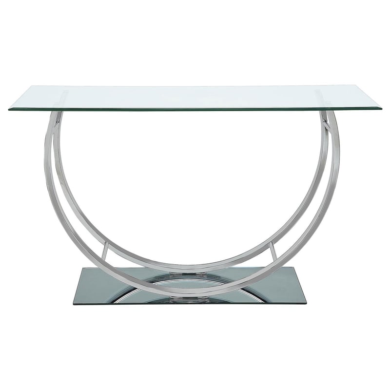 Pemberly Row U-Shaped Glass Top Entryway Console Table in Chrome