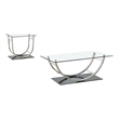 Pemberly Row 2-Piece Glass Top Coffee and End Table Set in Chrome